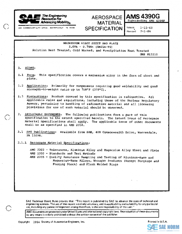 SAE AMS4390G PDF SAE AMS4390G PDF