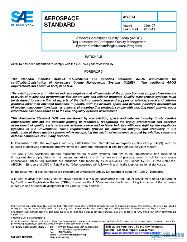 SAE AS9014 PDF