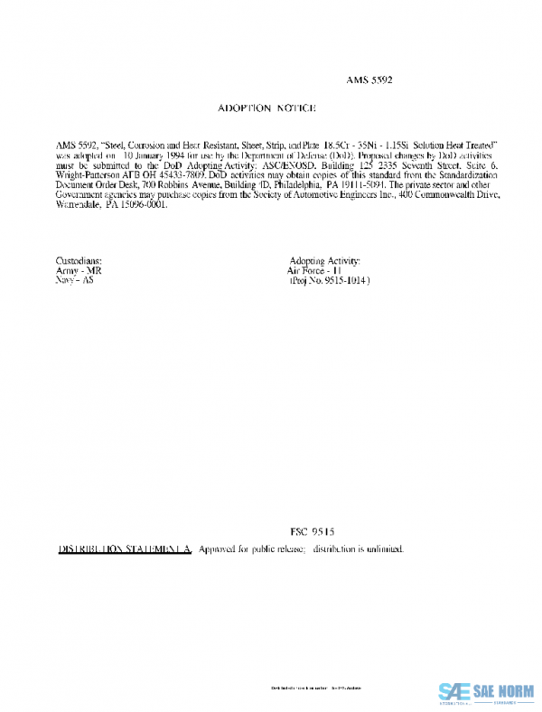 SAE AMS5592D PDF SAE AMS5592D PDF
