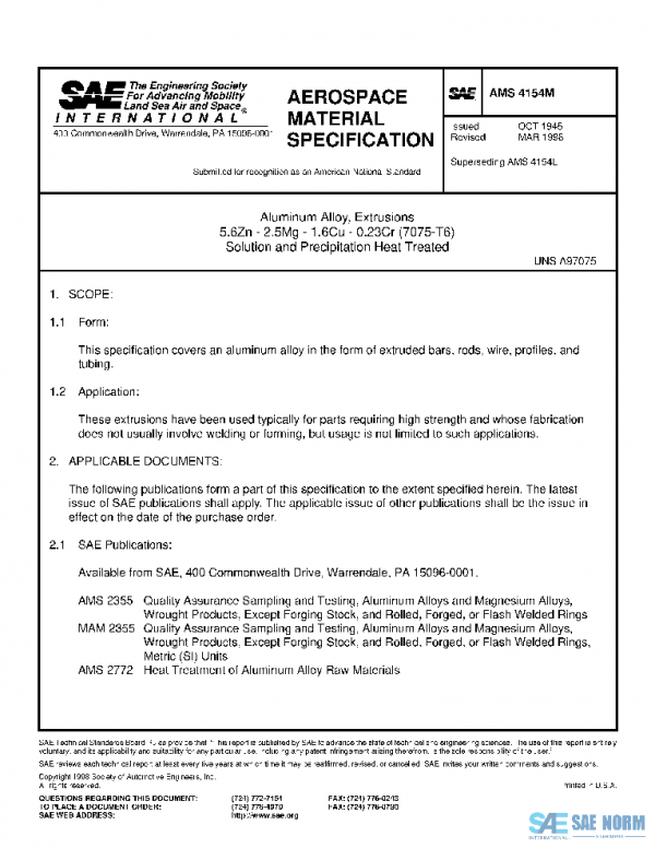 SAE AMS4154M PDF SAE AMS4154M PDF