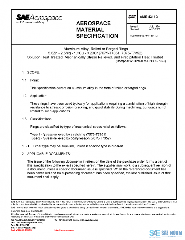 SAE AMS4311D PDF SAE AMS4311D PDF
