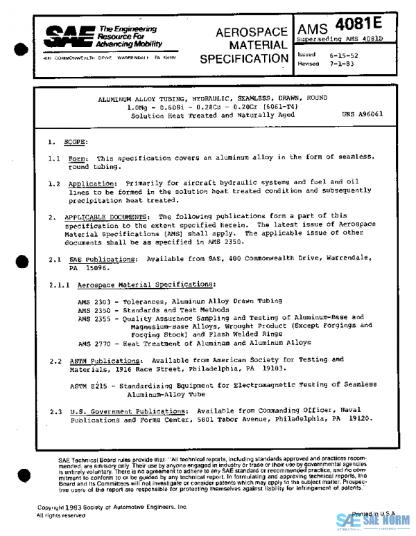 SAE AMS4081E PDF SAE AMS4081E PDF
