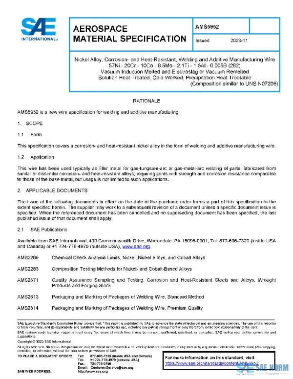 SAE AMS5952 PDF SAE AMS5952 PDF