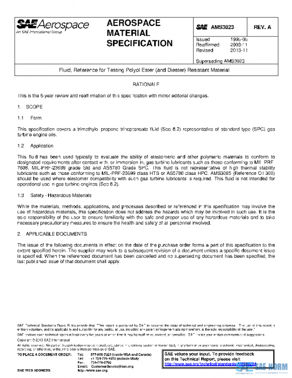 SAE AMS3023A PDF SAE AMS3023A PDF