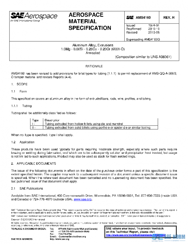 SAE AMS4160H PDF SAE AMS4160H PDF
