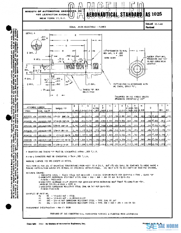 SAE AS1025 PDF