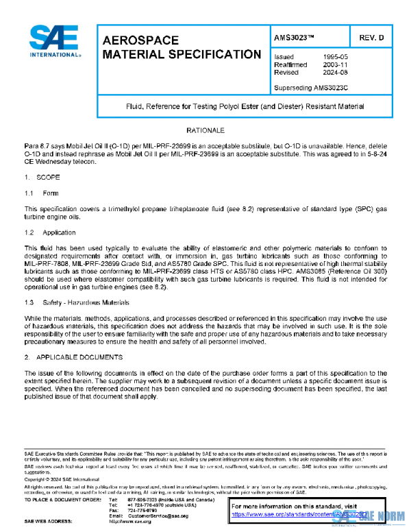 SAE AMS3023D PDF SAE AMS3023D PDF
