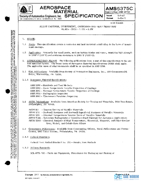 SAE AMS5375C PDF SAE AMS5375C PDF