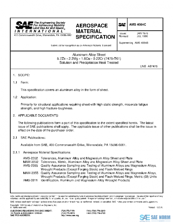 SAE AMS4084C PDF SAE AMS4084C PDF