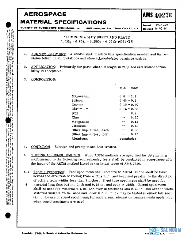 SAE AMS4027E PDF SAE AMS4027E PDF