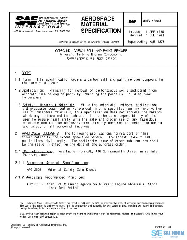 SAE AMS1378A PDF SAE AMS1378A PDF