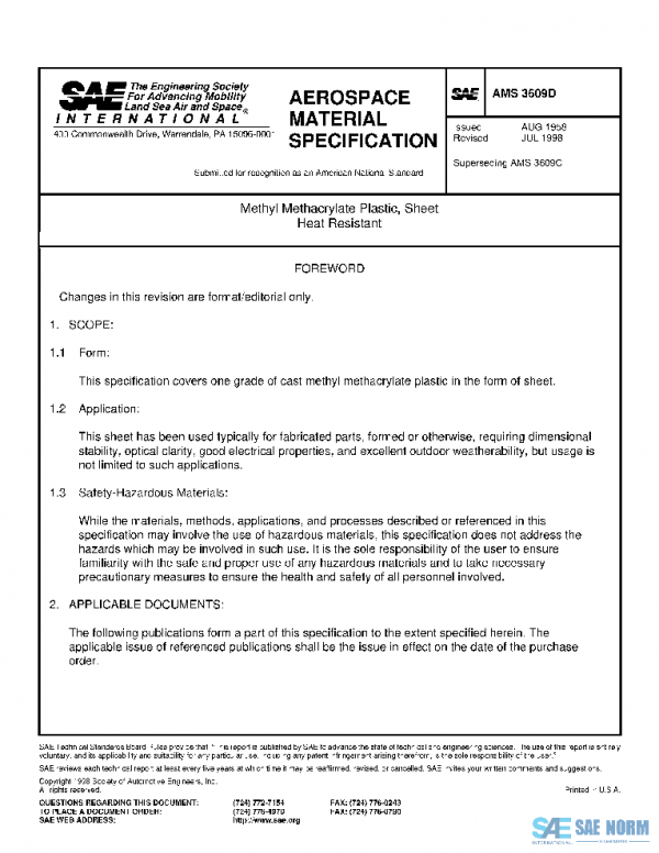 SAE AMS3609D PDF