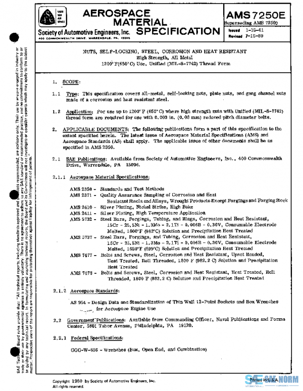 SAE AMS7250E PDF SAE AMS7250E PDF