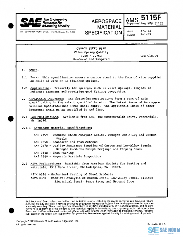 SAE AMS5115F PDF SAE AMS5115F PDF