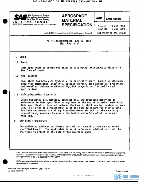 SAE AMS3609C PDF SAE AMS3609C PDF