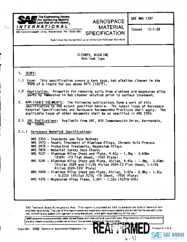 SAE AMS1537 PDF SAE AMS1537 PDF