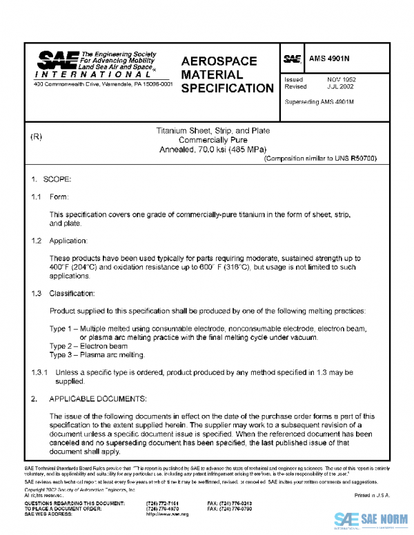 SAE AMS4901N PDF SAE AMS4901N PDF