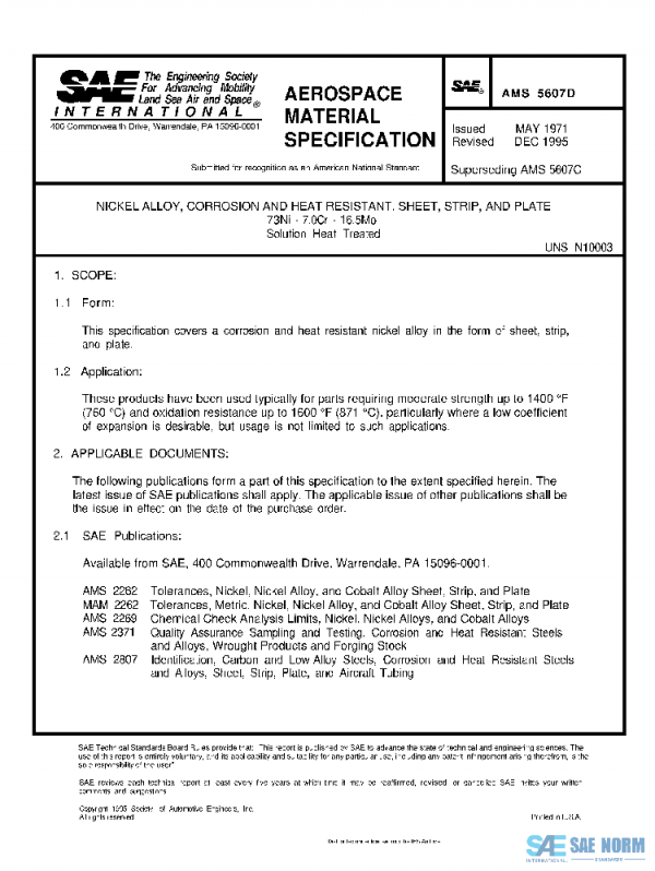 SAE AMS5607D PDF