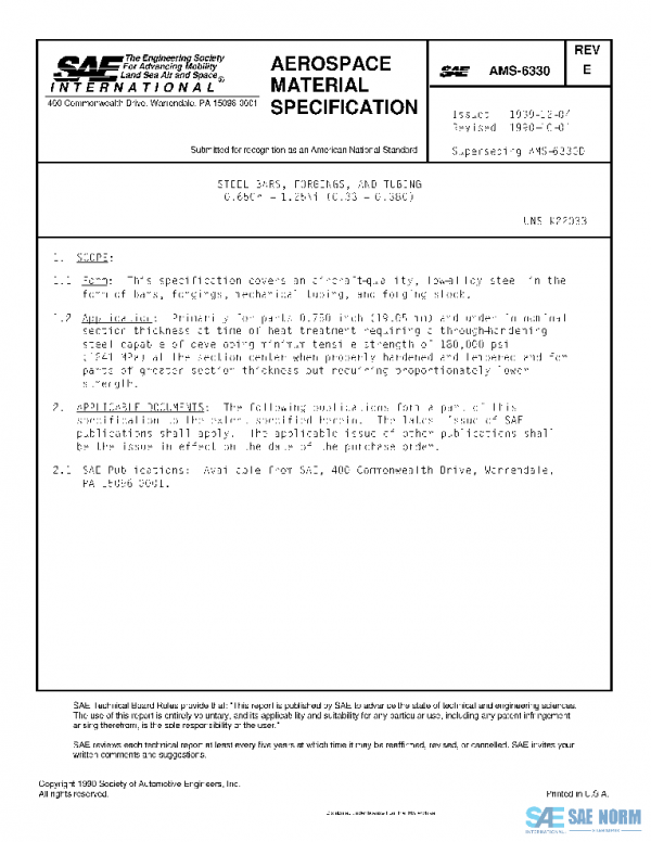 SAE AMS6330E PDF SAE AMS6330E PDF