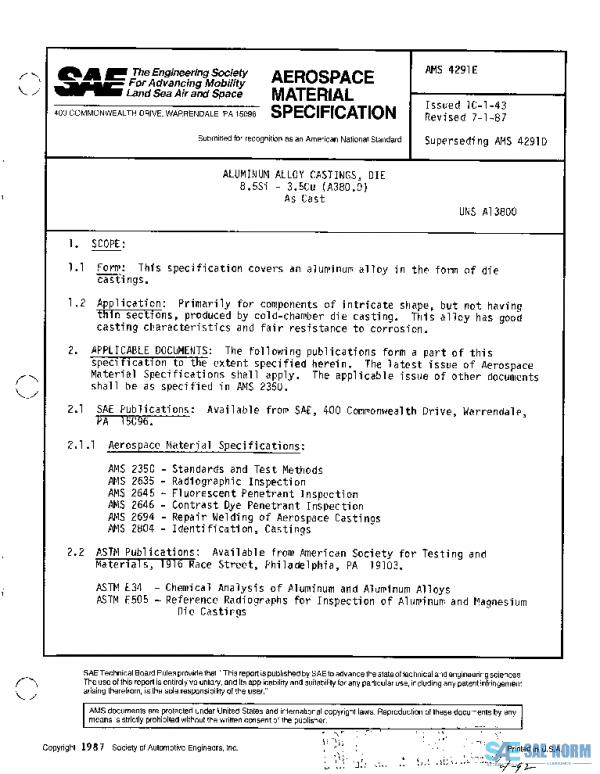 SAE AMS4291E PDF SAE AMS4291E PDF