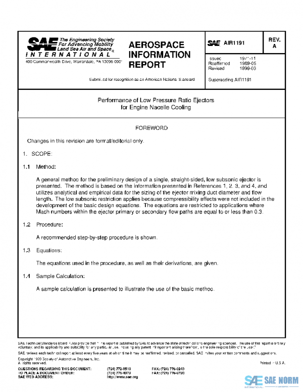 SAE AIR1191A PDF SAE AIR1191A PDF