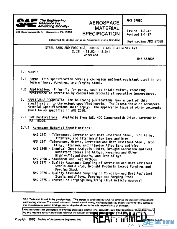 SAE AMS5705C PDF SAE AMS5705C PDF