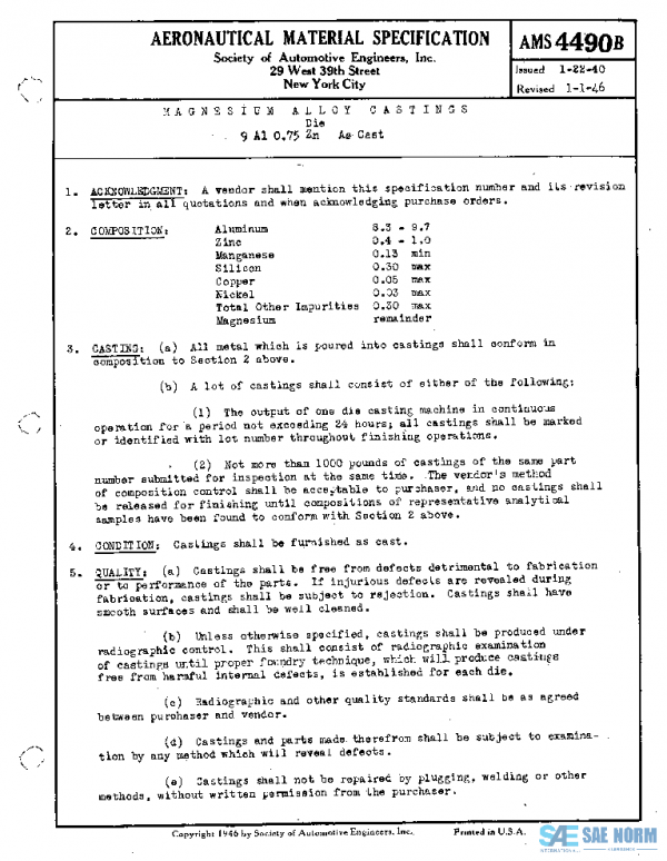 SAE AMS4490B PDF SAE AMS4490B PDF