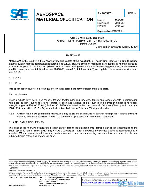 SAE AMS6359M PDF SAE AMS6359M PDF