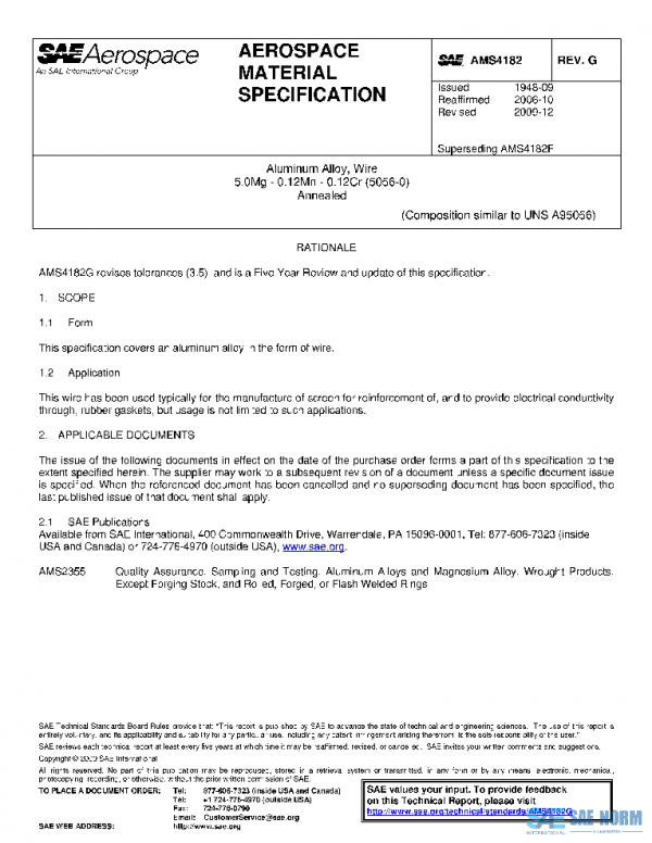 SAE AMS4182G PDF SAE AMS4182G PDF