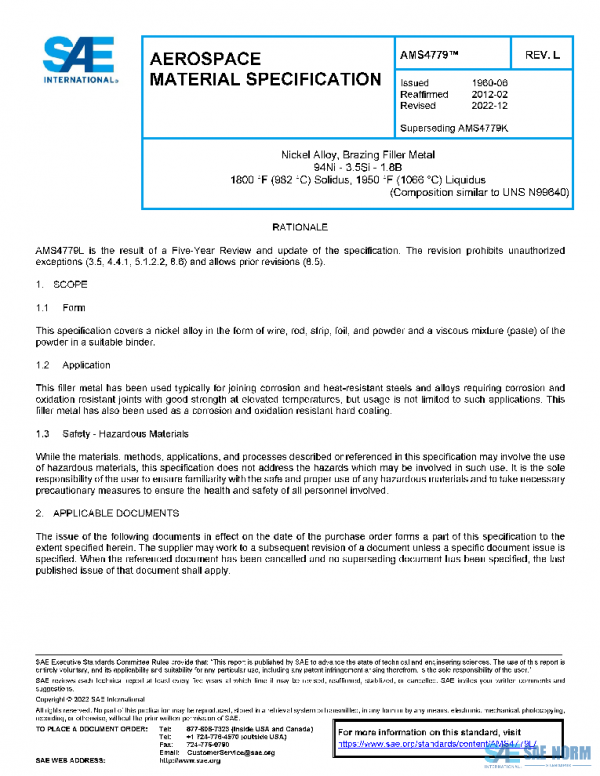 SAE AMS4779L PDF SAE AMS4779L PDF