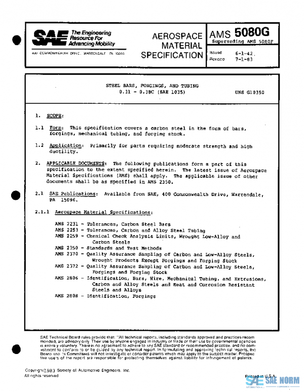 SAE AMS5080G PDF SAE AMS5080G PDF