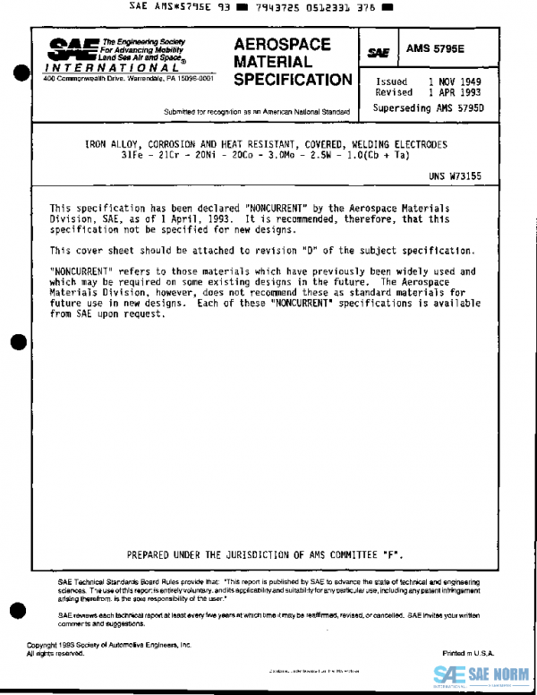 SAE AMS5795E PDF SAE AMS5795E PDF