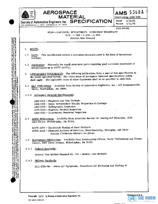 SAE AMS5368A PDF SAE AMS5368A PDF