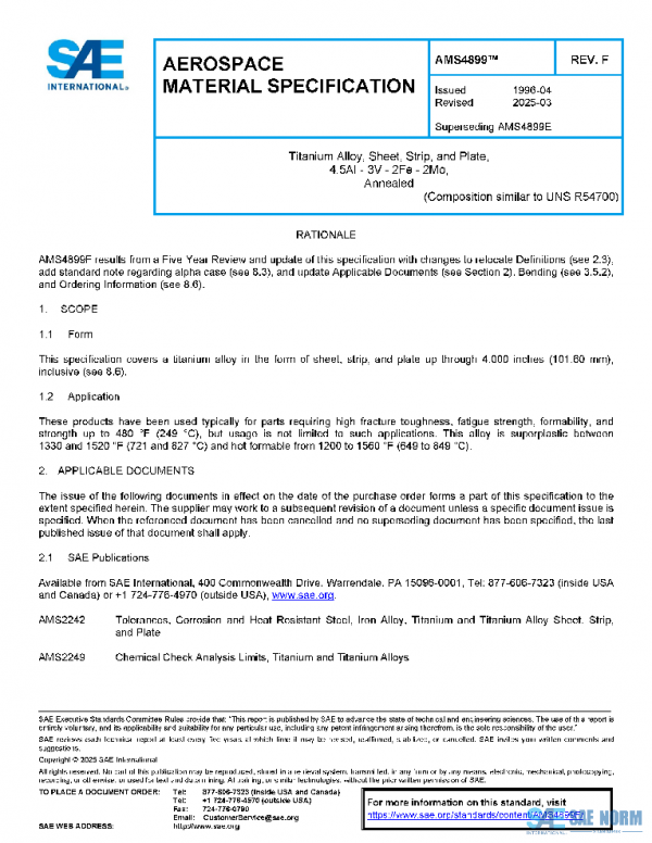 SAE AMS4899F PDF SAE AMS4899F PDF
