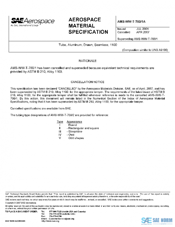 SAE AMSWWT700/1A PDF