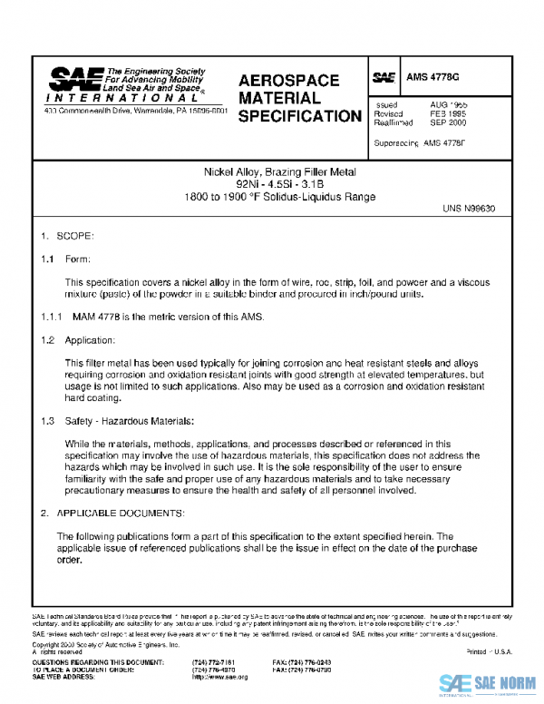 SAE AMS4778G PDF