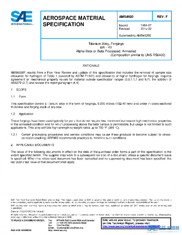 SAE AMS4920F PDF SAE AMS4920F PDF