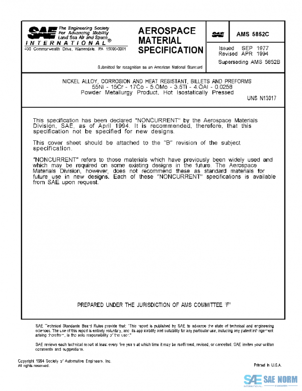 SAE AMS5852C PDF SAE AMS5852C PDF