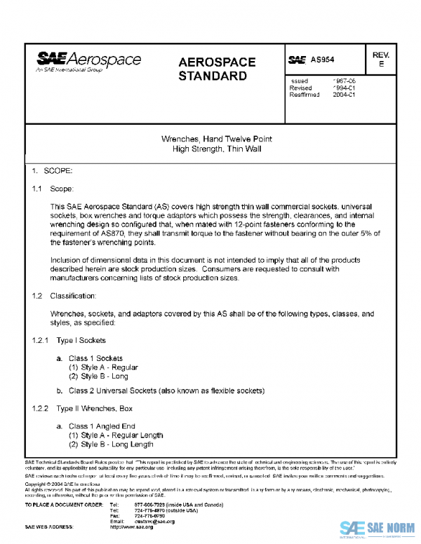 SAE AS954E PDF SAE AS954E PDF