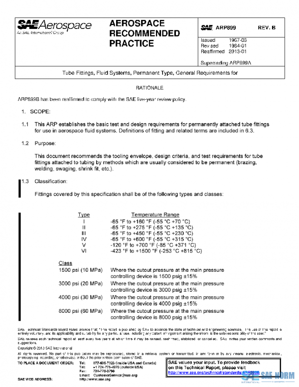 SAE ARP899B PDF SAE ARP899B PDF