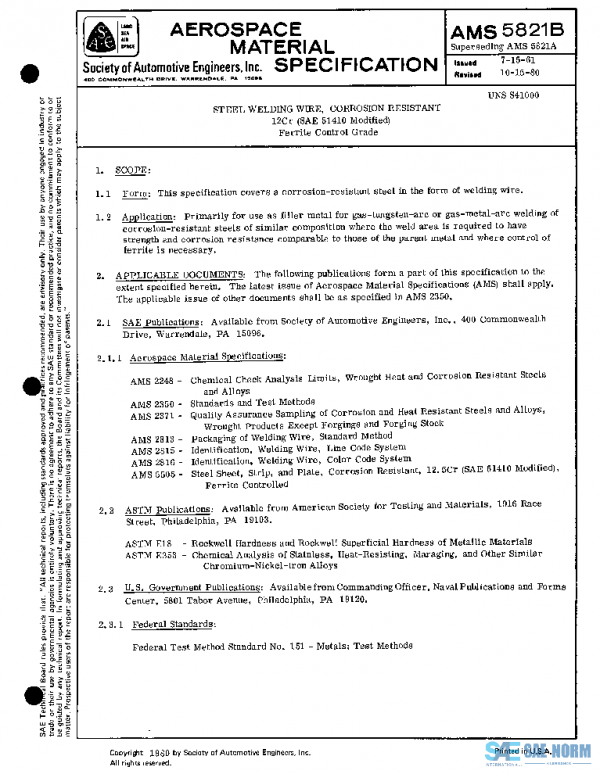 SAE AMS5821B PDF SAE AMS5821B PDF