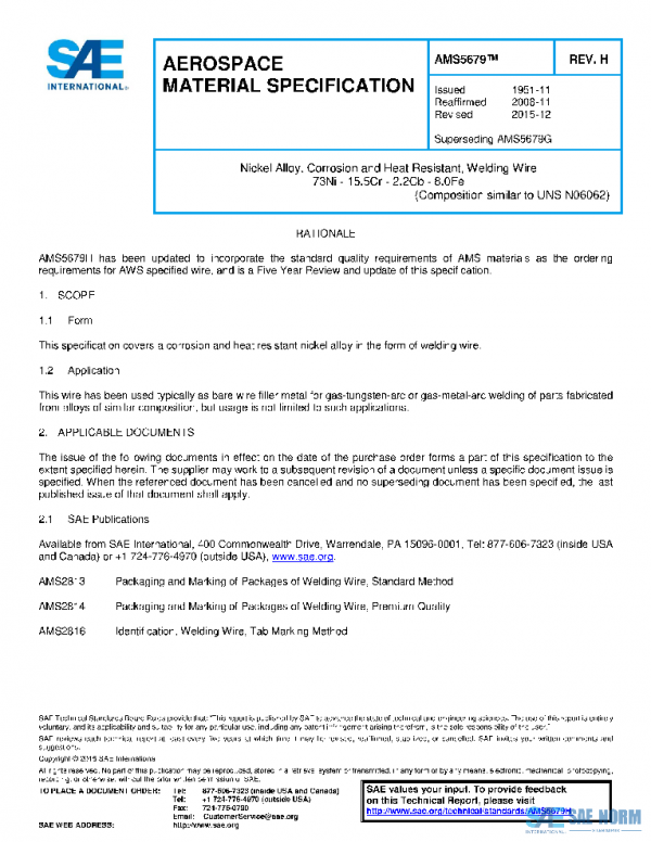 SAE AMS5679H PDF SAE AMS5679H PDF