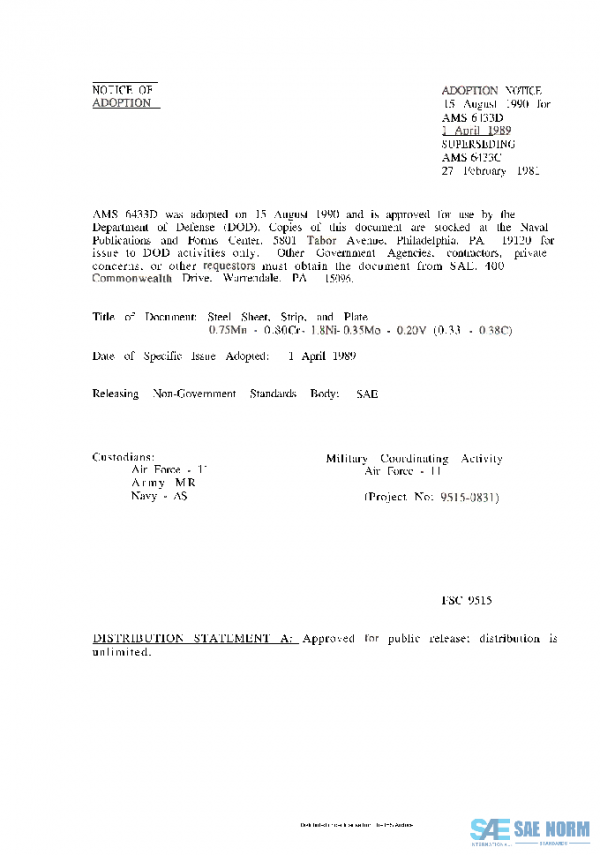 SAE AMS6433D PDF SAE AMS6433D PDF
