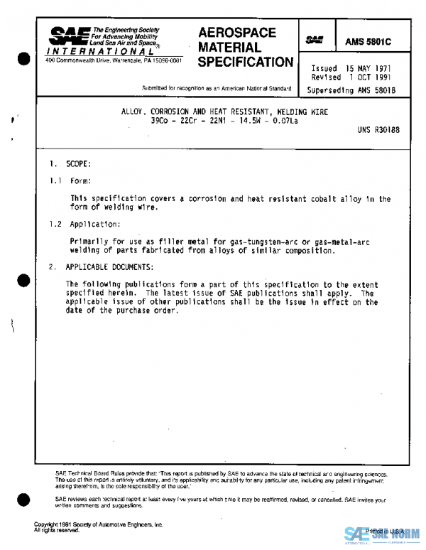 SAE AMS5801C PDF SAE AMS5801C PDF