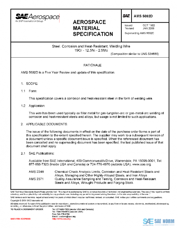SAE AMS5692D PDF SAE AMS5692D PDF