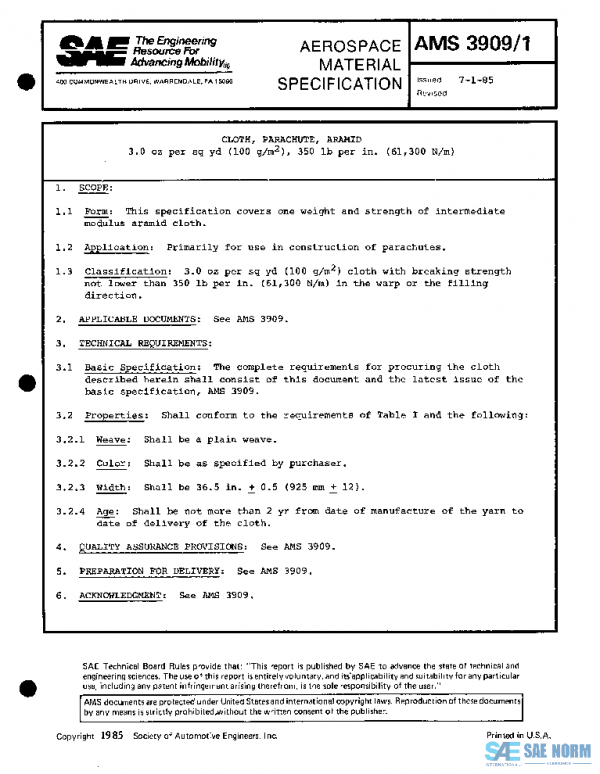 SAE AMS3909/1 PDF SAE AMS3909/1 PDF