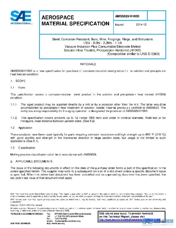 SAE AMS5629/H1000 PDF