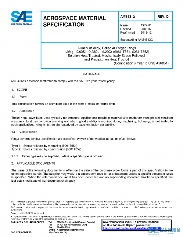 SAE AMS4312D PDF SAE AMS4312D PDF