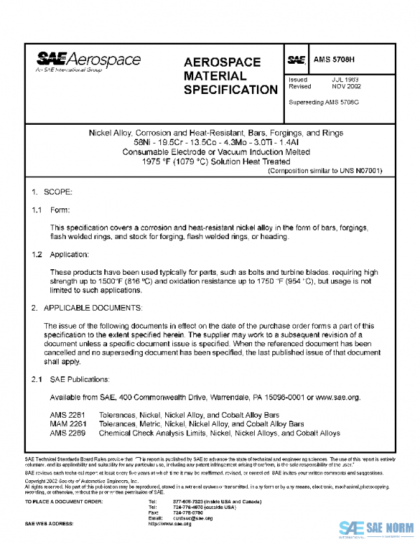 SAE AMS5708H PDF