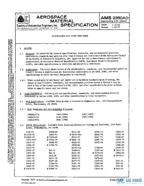 SAE AMS2350AD PDF SAE AMS2350AD PDF